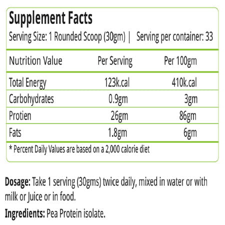 Natures Velvet Pea Protein Isolate | 100% Vegan & Plant Based Protein | Rich In Bcaa | 1kg