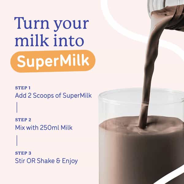 Gritzo Supermilk Weight+ (7-12Y Boys) | 7G Protein (Double Chocolate | 400G) | Zero Refined Sugar
