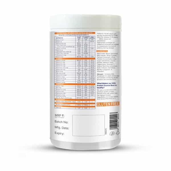 Gritzo Supermilk Weight+ (7-12Y Boys) | 7G Protein (Double Chocolate | 400G) | Zero Refined Sugar