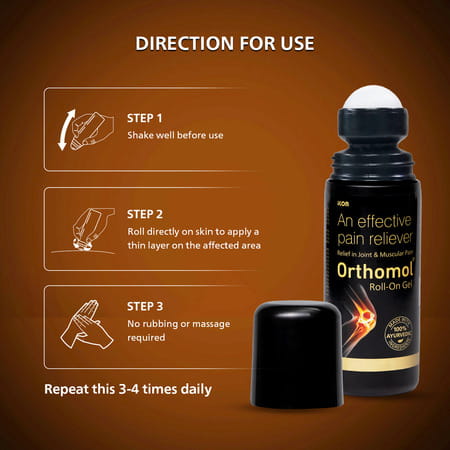 Orthomol Pain Relief Gel Roll-On Gel 75 Gm | Joint | Knee | Back Pain & Muscle Pain (Pack Of 2)