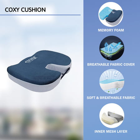 Stergic Coccyx Cushion Orthopedic Memory Foam Seat Pad For Tailbone Sciatica & Back Pain 1 No'S