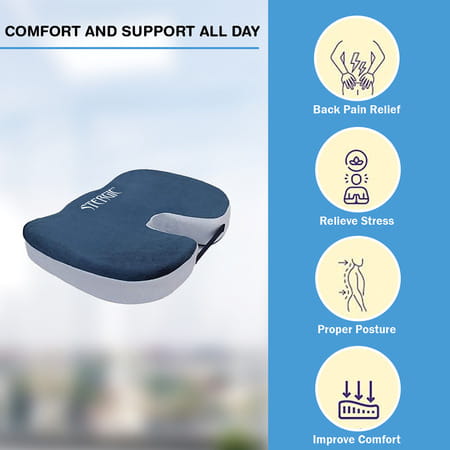 Stergic Coccyx Cushion Orthopedic Memory Foam Seat Pad For Tailbone Sciatica & Back Pain 1 No'S