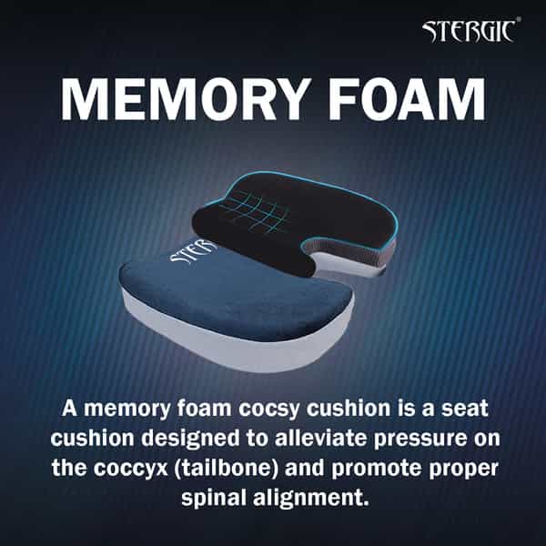 Stergic Coccyx Cushion Orthopedic Memory Foam Seat Pad For Tailbone Sciatica & Back Pain 1 No's