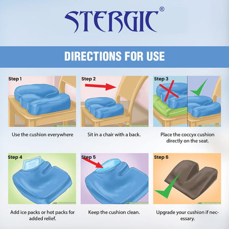 Stergic Coccyx Cushion Orthopedic Memory Foam Seat Pad For Tailbone Sciatica & Back Pain 1 No'S