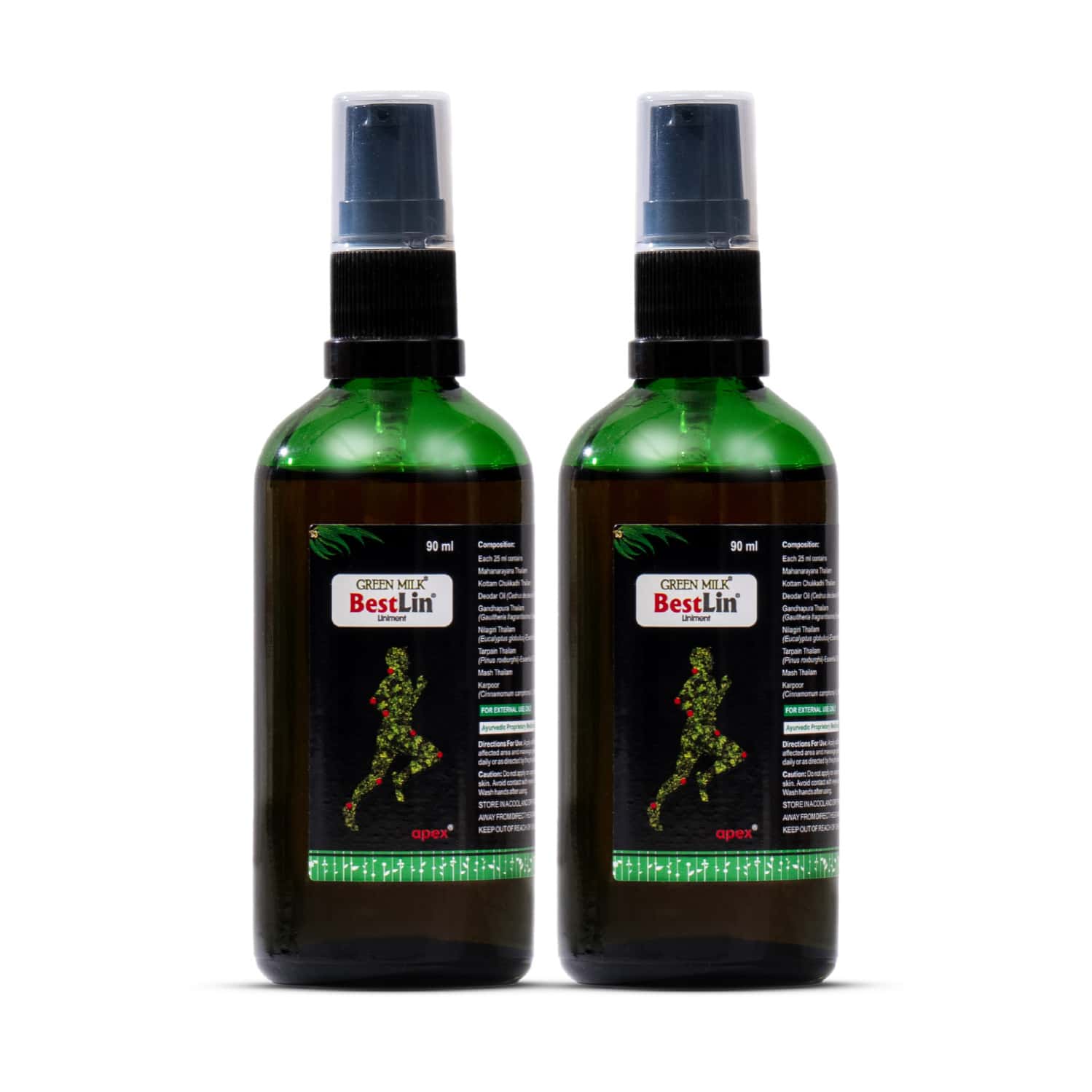 Green Milk Bestlin Liniment - Ayurvedic Pain Relief Oil For Joint & Muscle Pain (90ml) (pack Of 2)