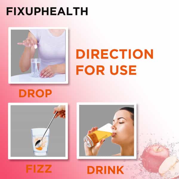 Fixuphealth Apple Cider Vinegar With The Mother B6 B12 Apple Flavour 15 Tab With Weight Management