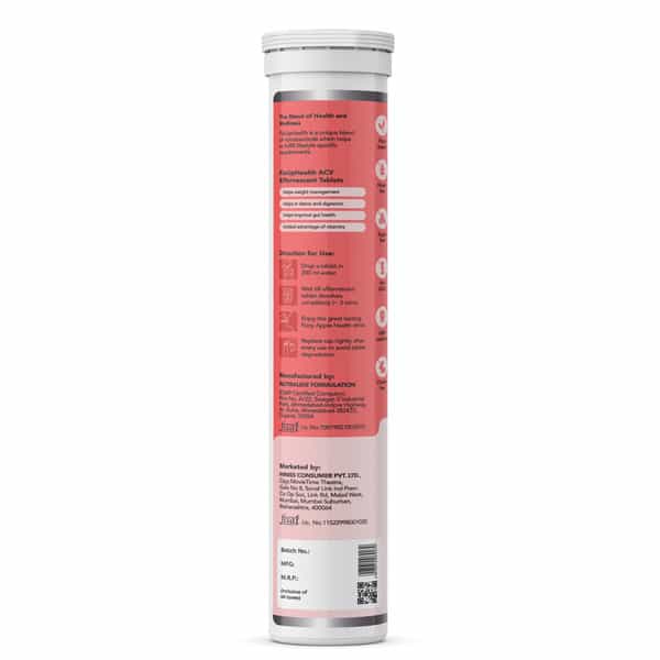 Fixuphealth Apple Cider Vinegar With The Mother B6 B12 Apple Flavour 15 Tab With Weight Management