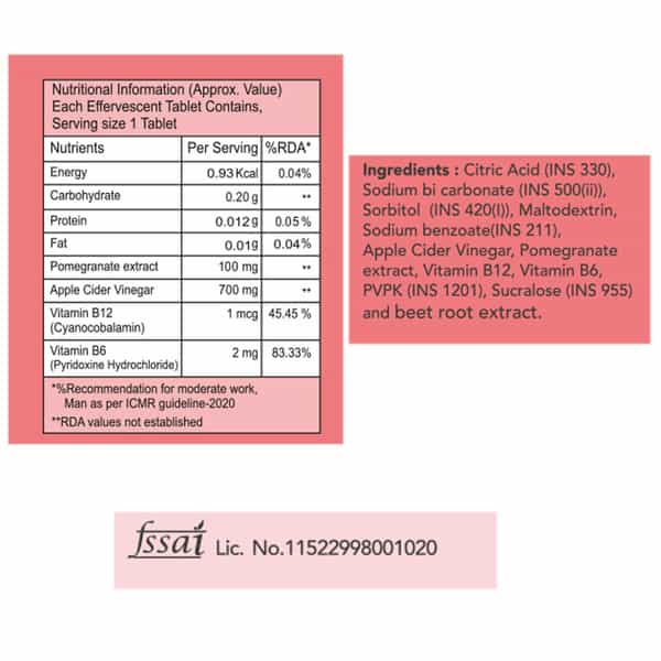Fixuphealth Apple Cider Vinegar With The Mother B6 B12 Apple Flavour 15 Tab With Weight Management