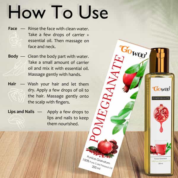 Go Woo 100% Pure Pomegranate Seed Carrier Oil Cold Pressed