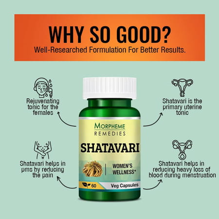 Morpheme Remedies Shatavari Asparagus Racemous Extract Veg Capsules (500 Mg | 60 Cap)