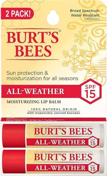 Burt's Bees Lip Balm | Spf 15 All Weather | Water-Resistant | 4.25G | Pack Of 2