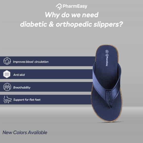 Pharmeasy Men's Diabetic & Orthopedic Slippers - Royal Blue - Size Uk 9