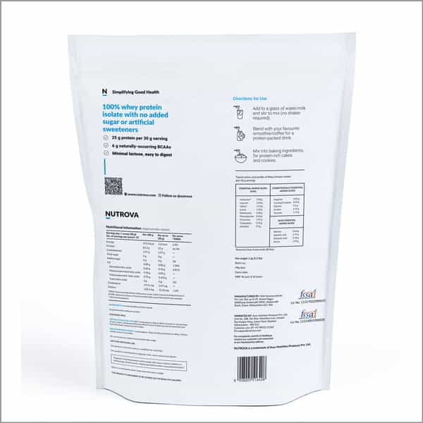Nutrova Whey Protein Isolate (Unflavoured) - 1 Kg