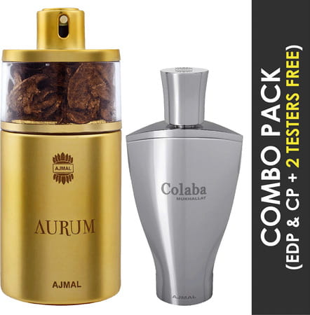 Ajmal Aurum Edp 75ml Perfume For Women And Colaba Mukhallat Cp Attar 14ml For Unisex