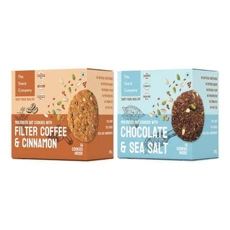 The Snack Company Cookies Combo - Chocolate & Sea Salt + Filter Coffee 7& Cinnamon - 2x210g