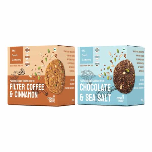 The Snack Company Cookies Combo - Chocolate & Sea Salt + Filter Coffee 7& Cinnamon - 2X210g