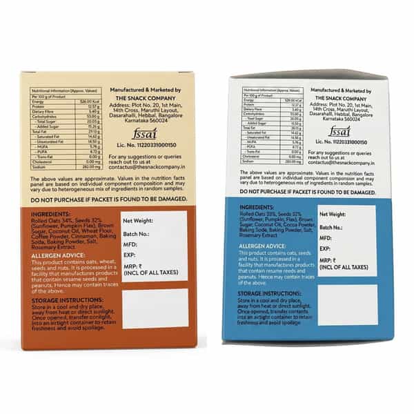 The Snack Company Cookies Combo - Chocolate & Sea Salt + Filter Coffee 7& Cinnamon - 2X210g