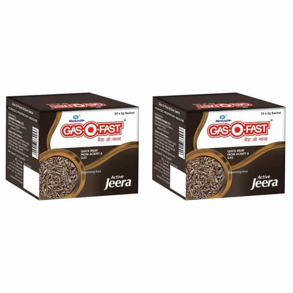 Gas-O-Fast For Relieving Acidity Active Jeera- 24X 5Gsachet X Pack Of 2