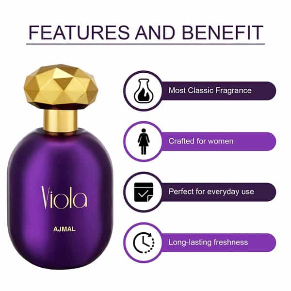 Ajmal Viola Edp 75Ml Perfume For Women And Jannatul Firdaus Cp Oil 10Ml For Unisex