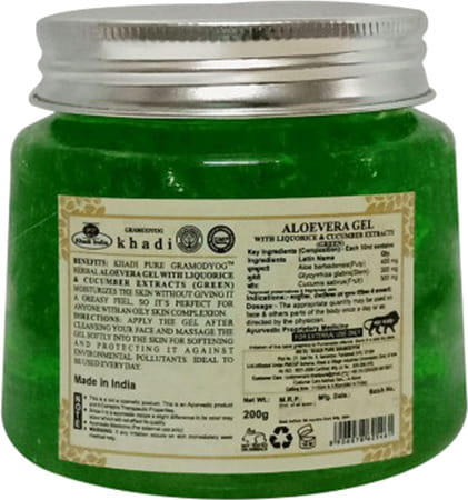 Khadi Pure Herbal Aloevera Gel With Liquorice & Cucumber Extracts (Green) - 200g