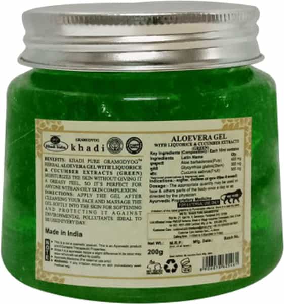 Khadi Pure Herbal Aloevera Gel With Liquorice & Cucumber Extracts (Green) - 200G