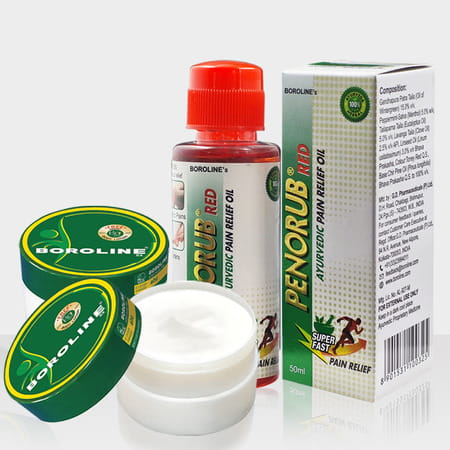 Boroline Penorub Ayurvedic Pain Relief Oil 50 Mlx2+Antiseptic Ayurvedic Cream 40 Gm X 2 (Pack Of 4)