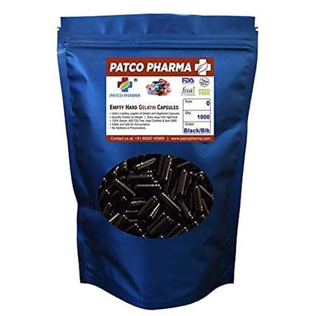 Patco Pharma - Size 0 Black Empty Gelatin Pill Capsule | Diy Powder Filling (Pack Of 2500)