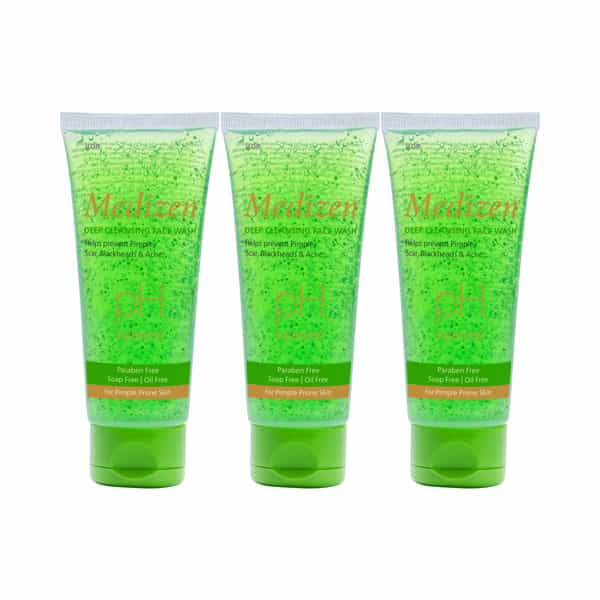 Medizen Deep Cleansing Face Wash 100 Ml | Neem & Aloe Vera | Paraben Free (Pack Of 3)