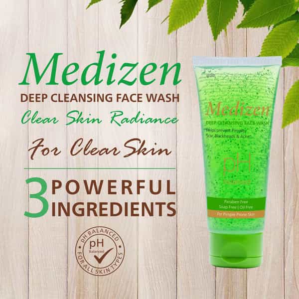 Medizen Deep Cleansing Face Wash 100 Ml | Neem & Aloe Vera | Paraben Free (Pack Of 3)