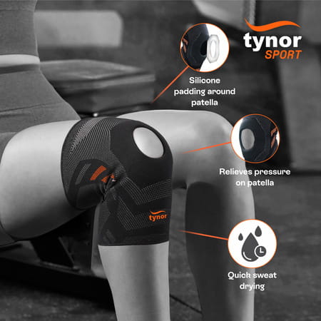 Tynor Knee Cap Air Open Patella Black & Orange Small 1 Unit