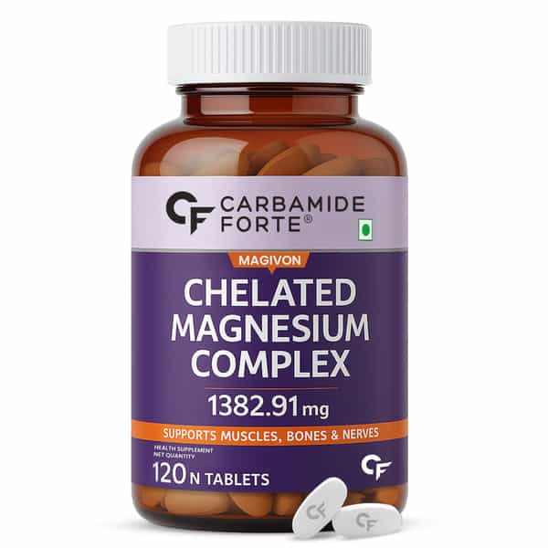 Carbamide Forte Chelated Magnesium Citrate Oxide Supplement | Support Bone Muscle & Nerve - 120 Tabs