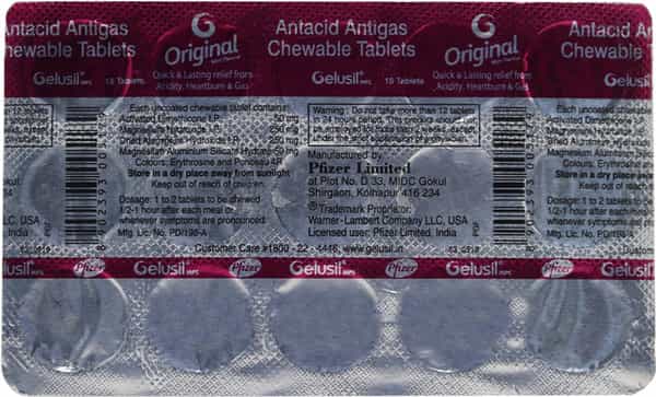 Gelusil Mps Original Mint Flavour Strip Of 15 Tablets