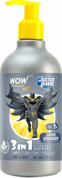 Wow Skin Science Kids 3 In 1 Wash-Shampoo+Conditioner+Body Wash-Caped Crusader Batman Edition 300Ml