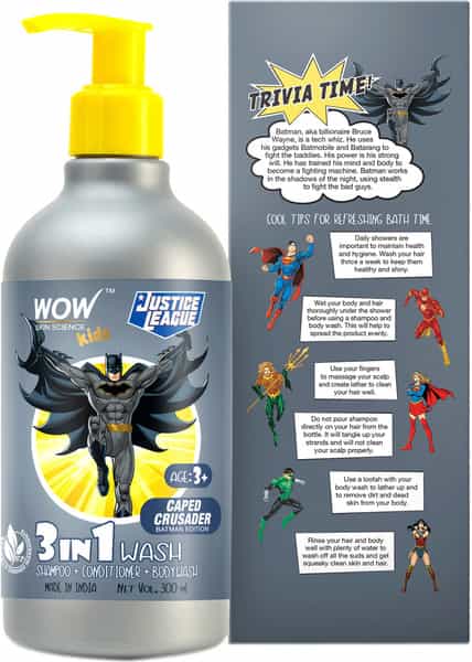 Wow Skin Science Kids 3 In 1 Wash-Shampoo+Conditioner+Body Wash-Caped Crusader Batman Edition 300Ml