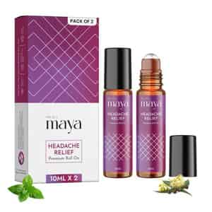 Maya Aromatherapy Headache Relief Premium Roll On Pure Essential Oils Reduces Stress | Pack Of 2
