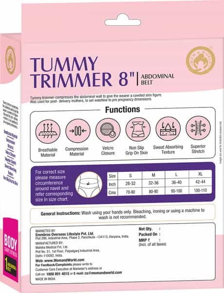 Mom & World Tummy Trimmer 8" Abdominal Belt Body Shaper Belt | Slimming Looks Belt Large Size