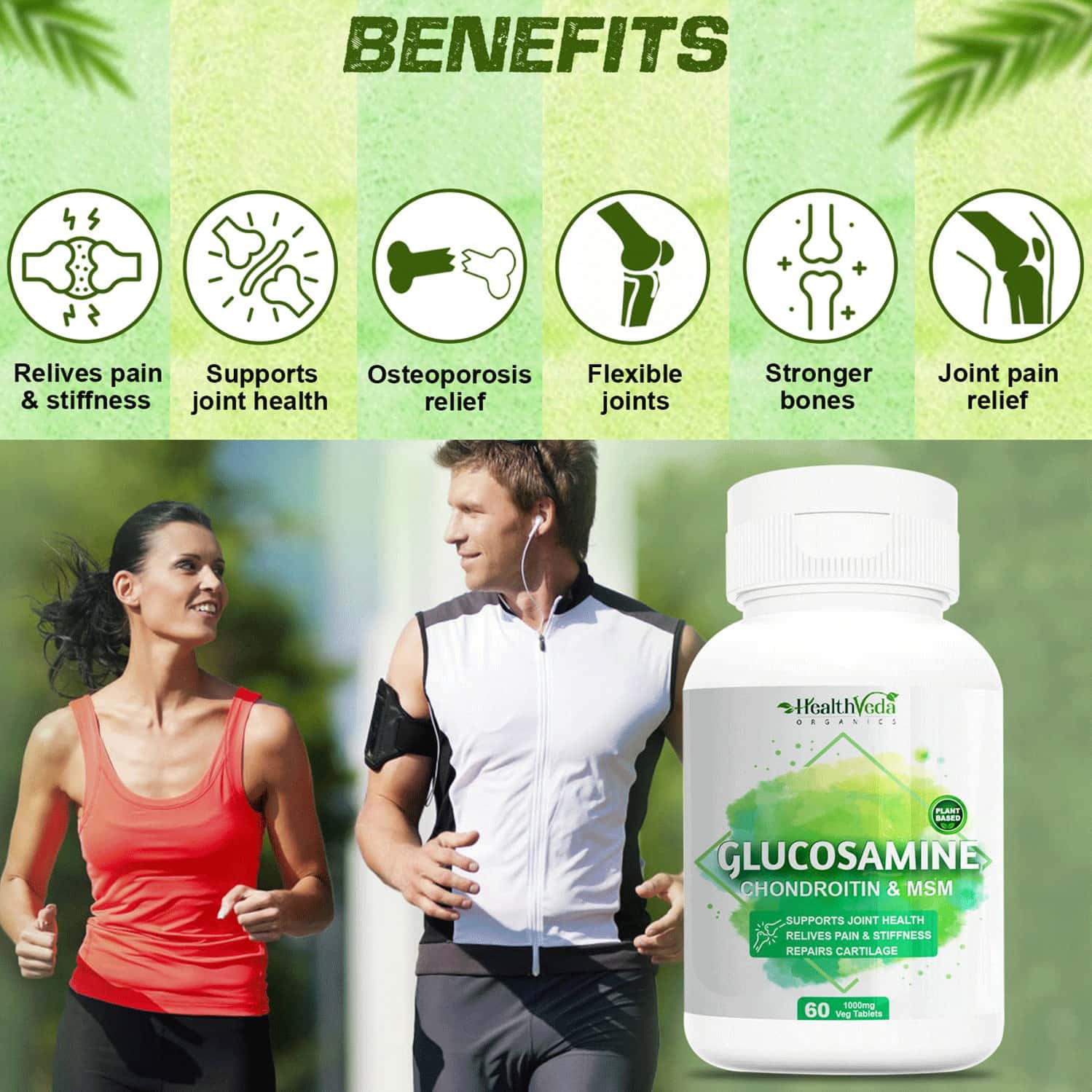 Buy HEALTH VEDA ORGANICS PLANT BASED GLUCOSAMINE CHONDROITIN & MSM