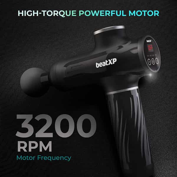 Beatxp Bolt Go Massage Gun |Body Massager Machine For Pain Relief |Touch Display (Metallic Silver)