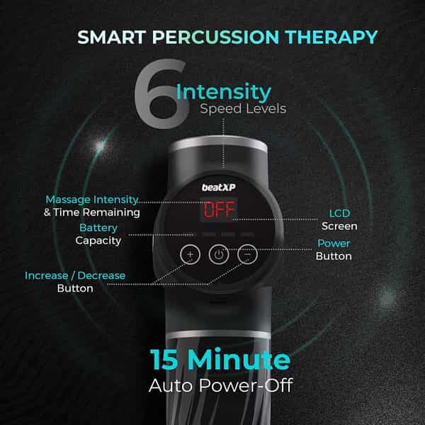 Beatxp Bolt Go Massage Gun |Body Massager Machine For Pain Relief |Touch Display (Metallic Silver)