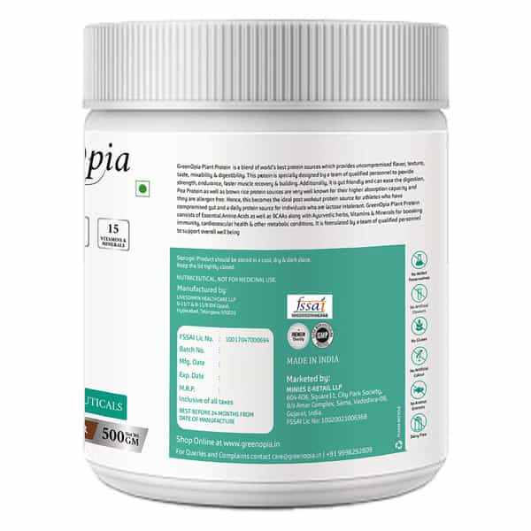 Greenopia Protein Powder | Chocolate Flavour - 500G