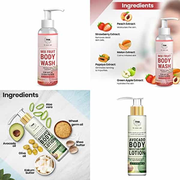 Tnw The Natural Wash Mix Fruit Body Wash And Avocado Body Lotion