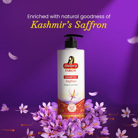 Meera Enrich Shampoo For Strong & Anti-Frizz Hair | Enriched With Kashmir'S Saffron | 500ml