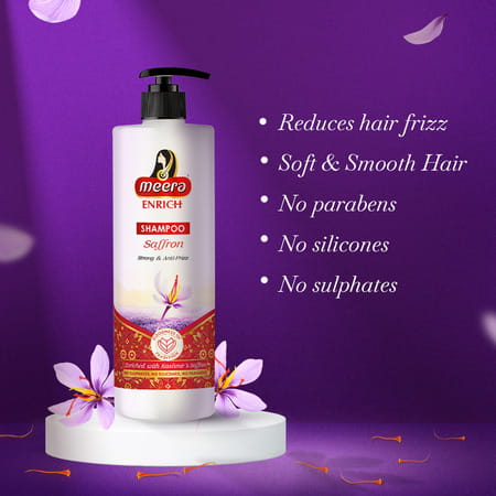 Meera Enrich Shampoo For Strong & Anti-frizz Hair | Enriched With Kashmir's Saffron | 500ml