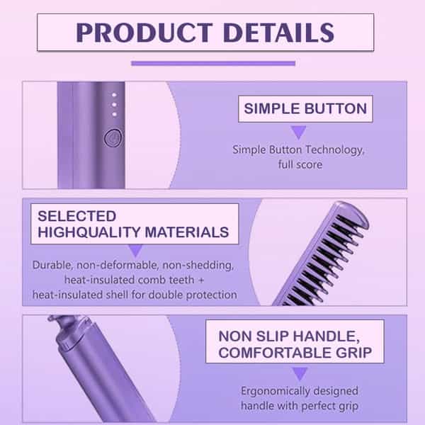 Ktein Wireless Hair Styling Comb Magic - Versatile Electric Mini Straightener
