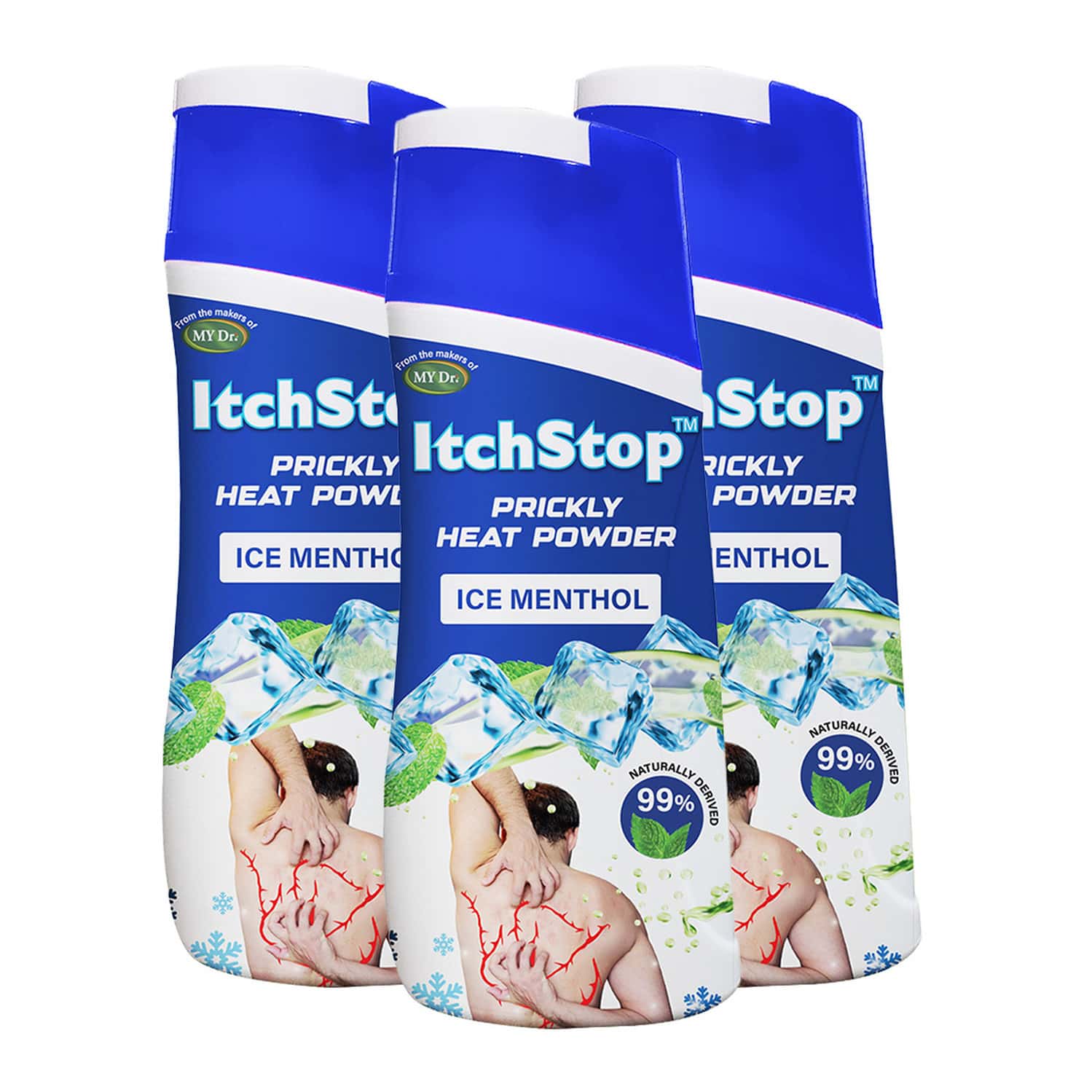 Itchstop Prickly Heat Powder Ice Menthol For Rashes & Sunburn Relief 150g Pack Of 3