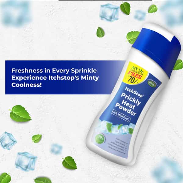 Itchstop Prickly Heat Powder Ice Menthol For Rashes & Sunburn Relief 150G Pack Of 3