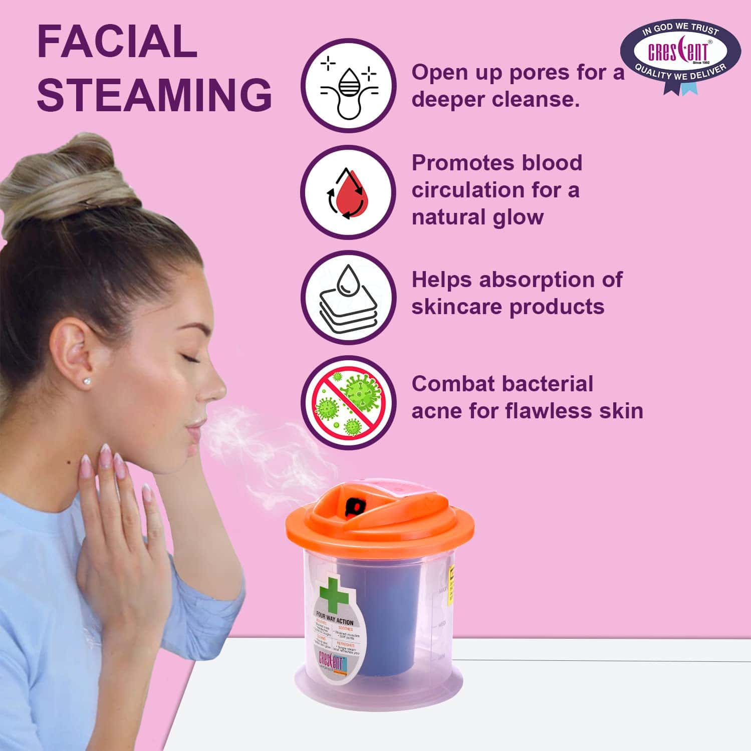 Buy CRESCENT ECONOMY VAPORIZER STEAMER FOR COLD AND COUGH, ORANGE