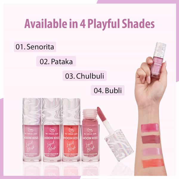 Tnw The Natural Wash Moon Kiss Liquid Blush Bubli | Lightweight & Longlasting 4.5 Ml