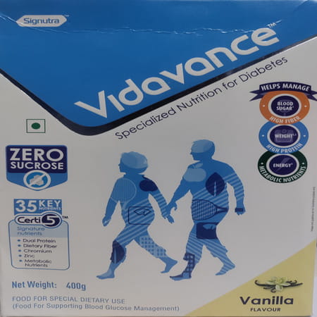 Vidavance Nutrition For Diabetes Vanilla Flavour Powder - 400g Refill