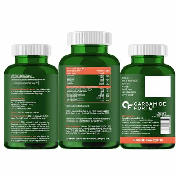 Carbamide Forte Calcium With Magnesium Zinc Vitamin D K2 & B12 60 Tablets